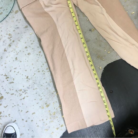 Cris Barros Womens Linen Blend High Rise Mixed Media Trouser Pants Peach Size 6 - Picture 9 of 11